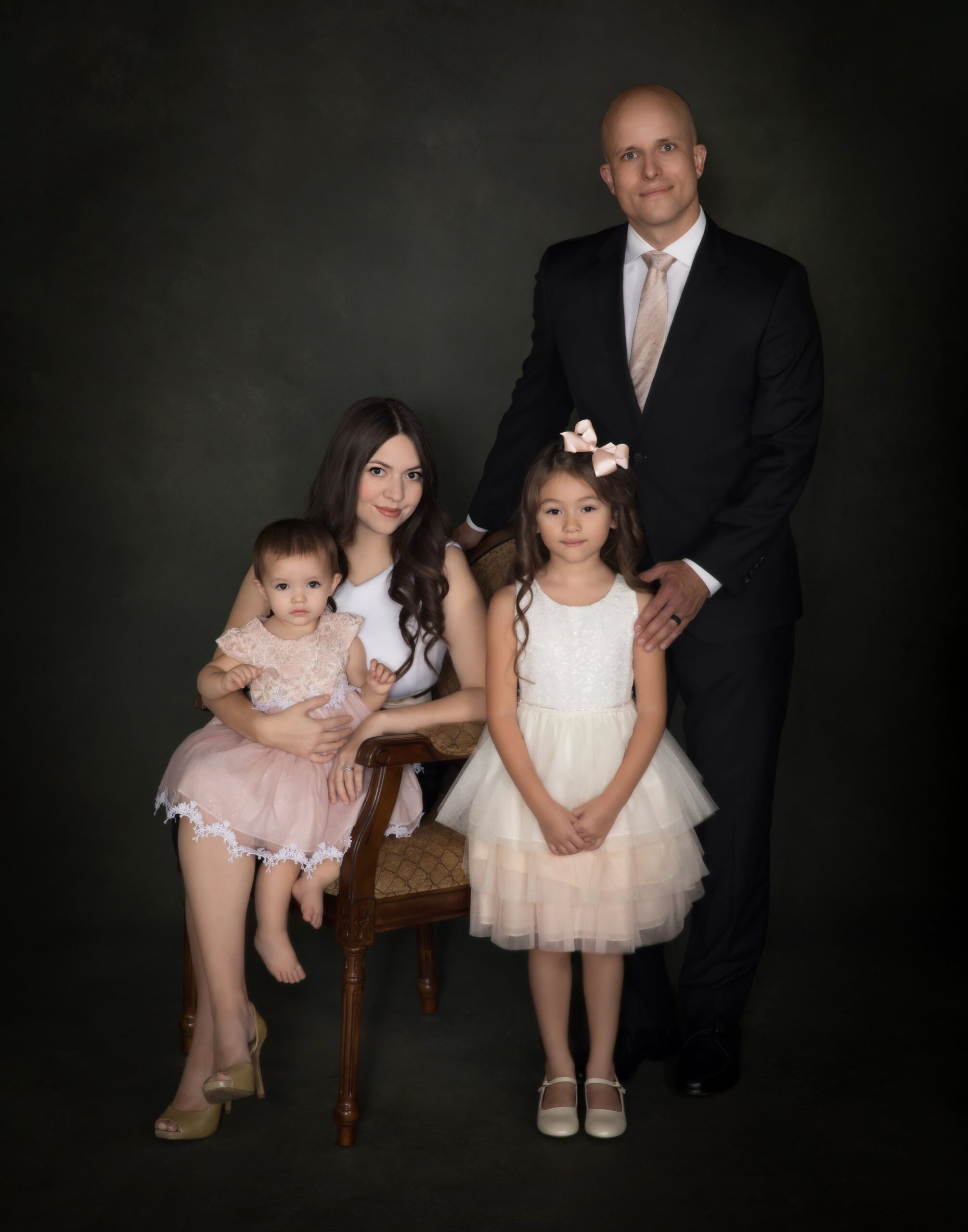 Black & Blush Armchair Family Portrait